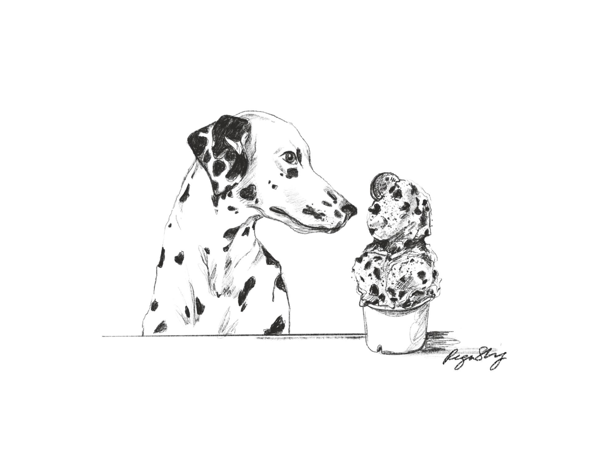 Dalmatian and Ice Cream